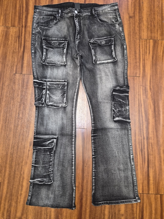 Other - Men's Slim Straight Cargo Jeans in Washed Black